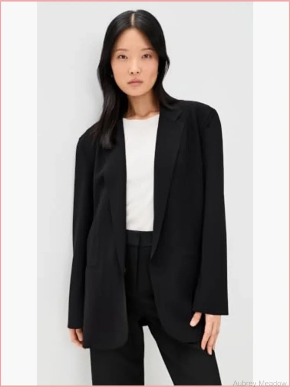 Oversized Single Breasted Jacket Faux Leather Blazer Professional